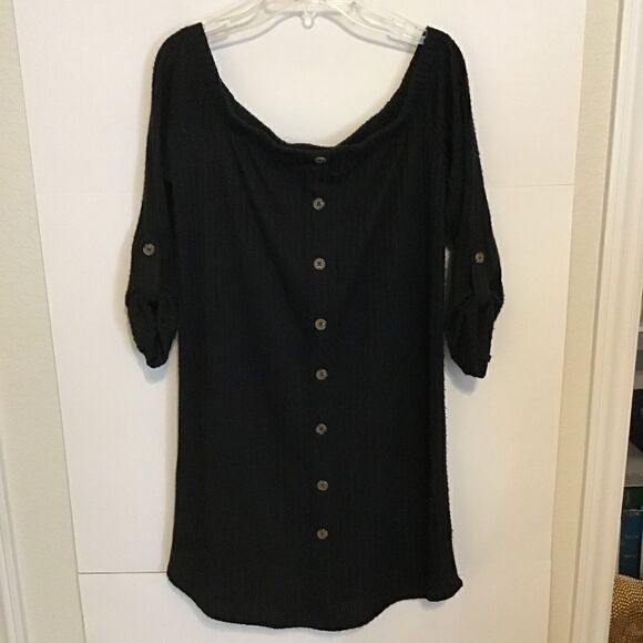 Ultra Flirt New Dress Black Mini Sweater Dress Pullover Off Shoulder Size S - Picture 1 of 16